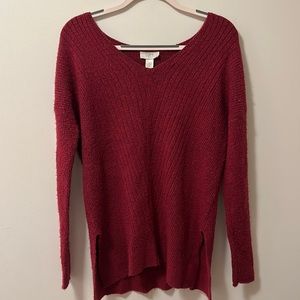 LOFT Ribbed Knit Sweater Red size Medium